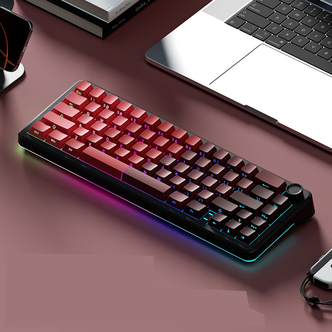 Weikav WK68 Mechanical Keyboard Tri Mode Wireless Keyboard, Red Side Printed
