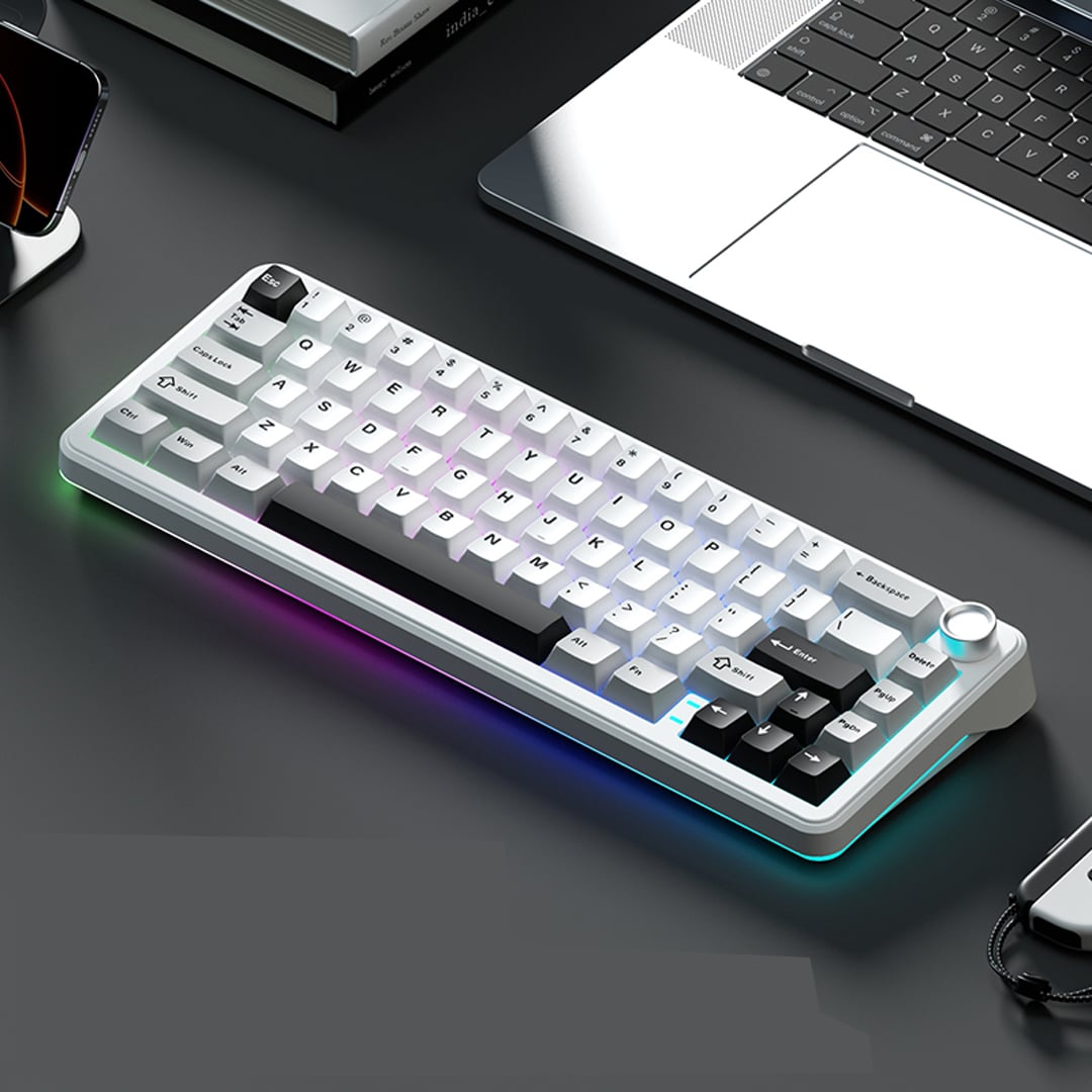 Weikav WK68 Mechanical Keyboard Tri Mode Wireless Keyboard, Smoke Blue